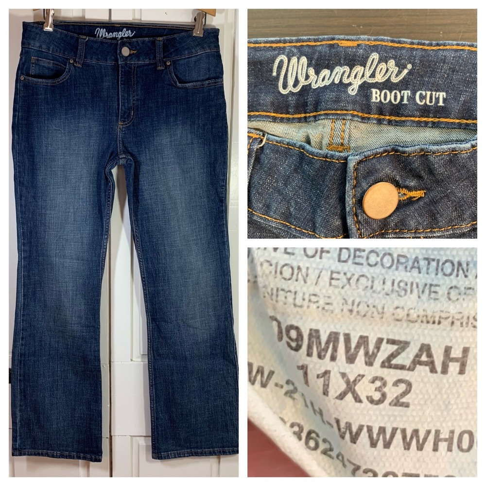 Wrangler Boot Cut Jeans Women's Dark Wash Denim Pants Size 11x32‎ (32x30.5)